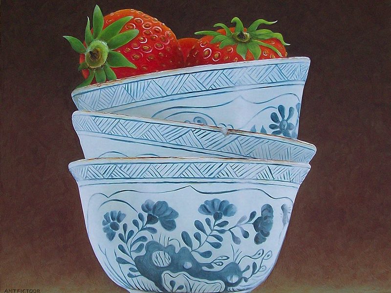 aardbeien in Chinese kommetjes aardbeien in Chinese kommetjes