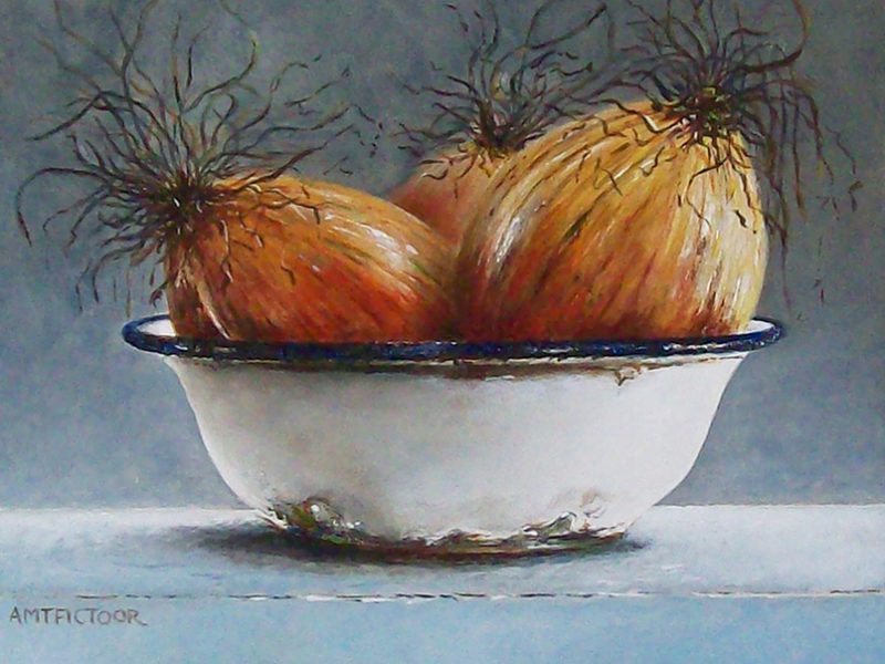 uien in wit emaille schaaltje uien in wit emaille schaaltje